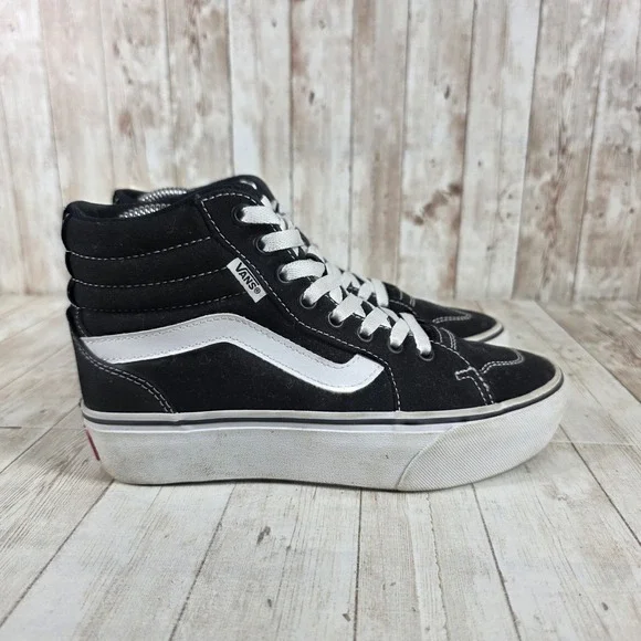 Vans Sk8 Hi Platform Sneakers Black White Women US 6 EU 36 - Picture 1 of 8